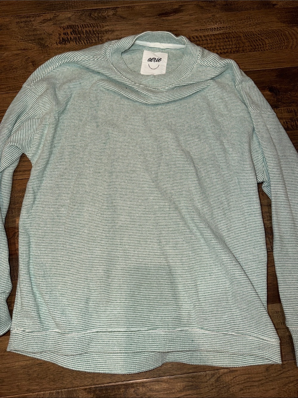 aerie Mint Green Striped Crewneck Sweater
